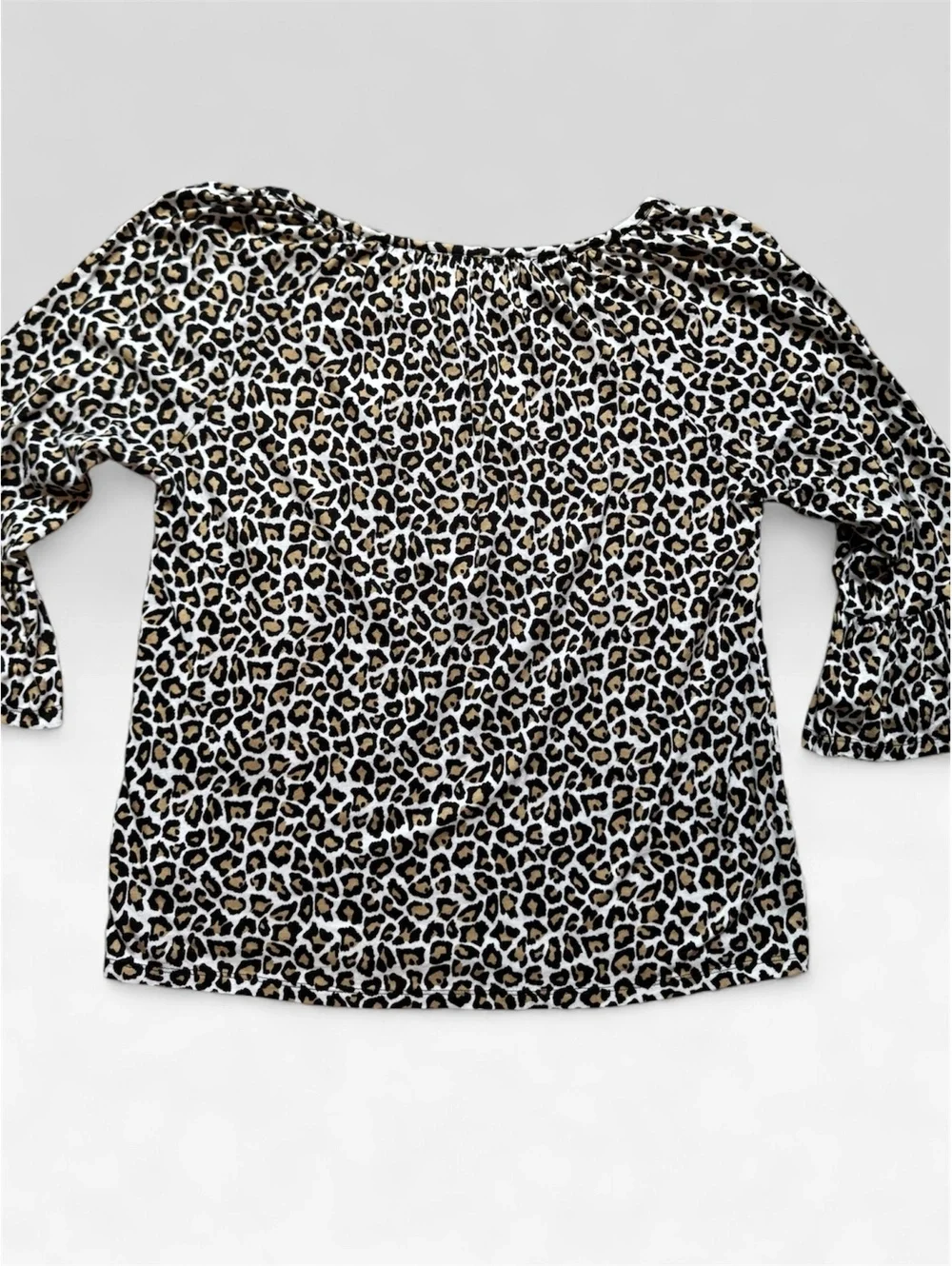 Michael Kors Women's Medium Leopard Print Top with Bell Sleeves